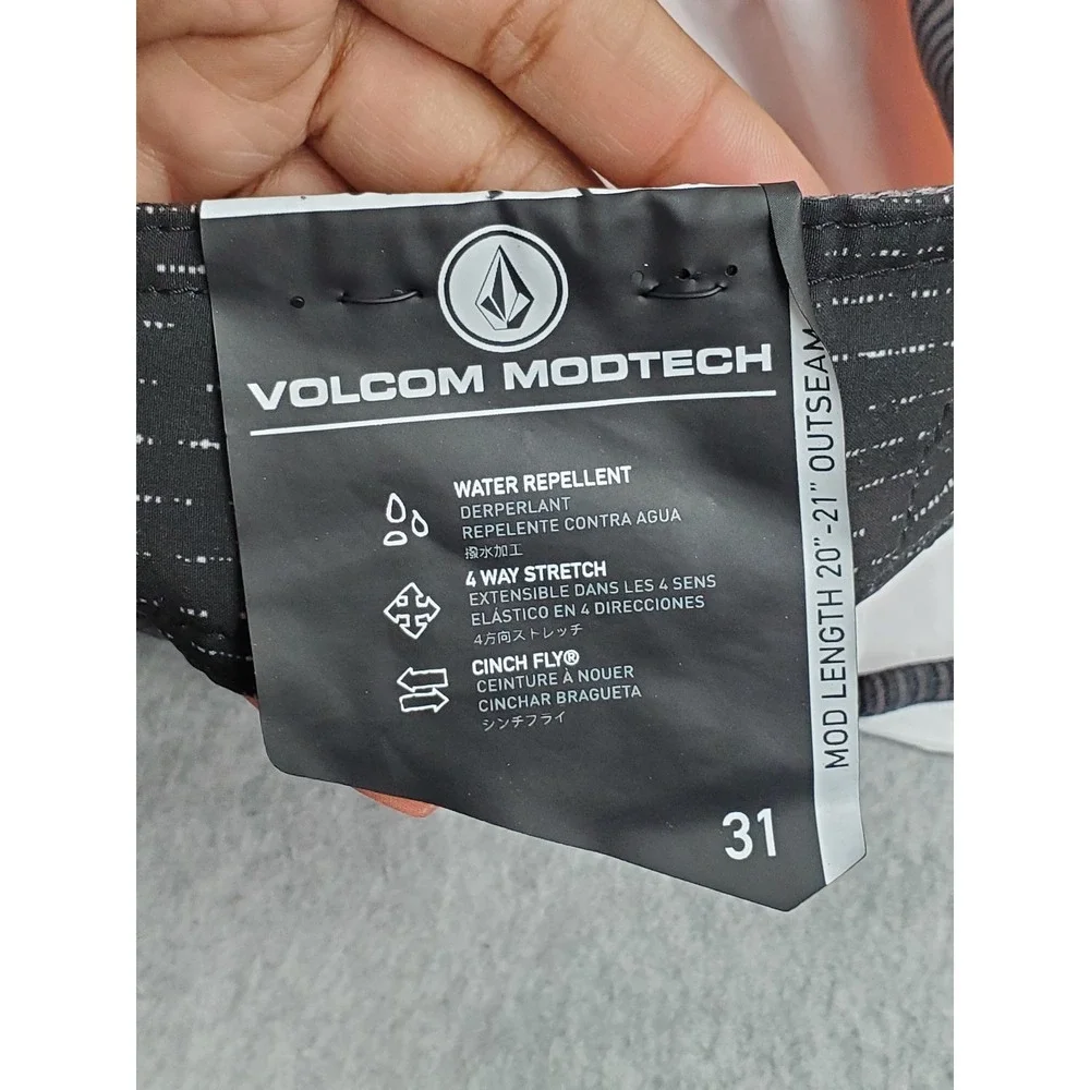 Volcom Men Swimwear 31 Orange Colorblock MOD-TECH Boardshort Zipper 9